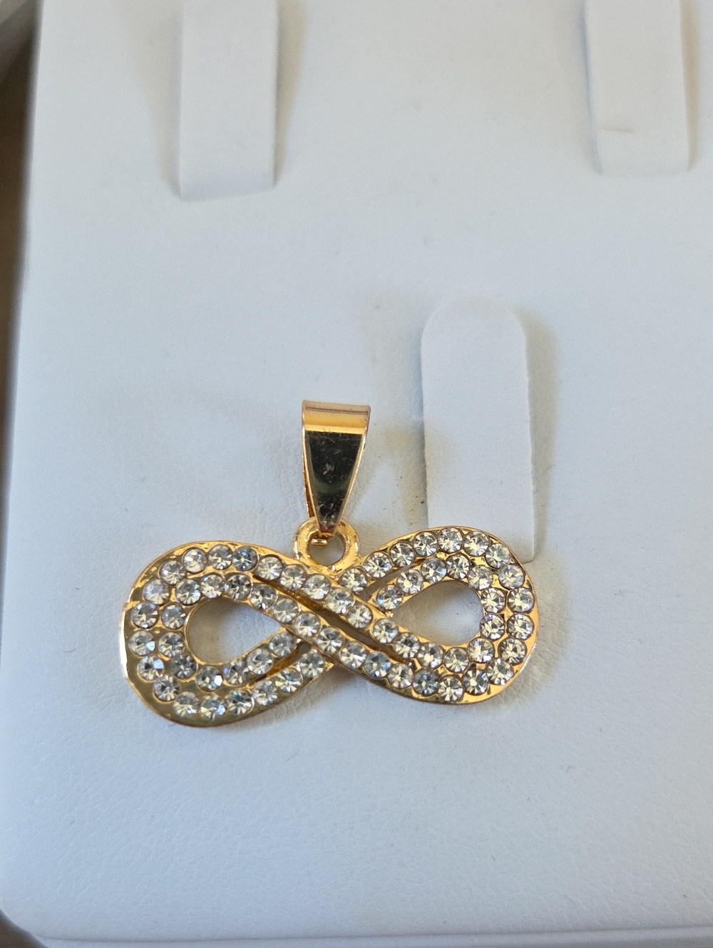 Gold Infinity Pendant with Clear Crystals - Women Jewelry